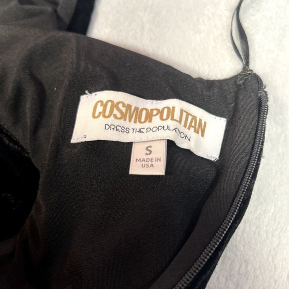 Cosmopolitan Dress The Population Women S Black Velvet Bellamy One Shoulder Mini - Picture 4 of 13